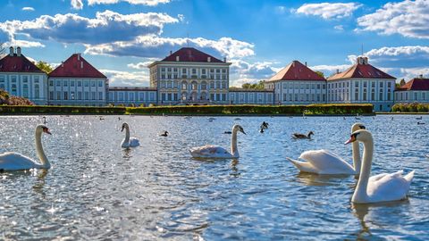 Schloss Nymphenburg mit Schwänen