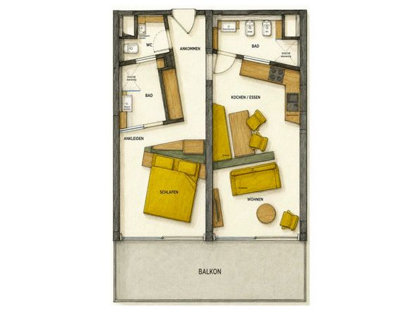 Appartment Living mit 1 Schlafzimmer