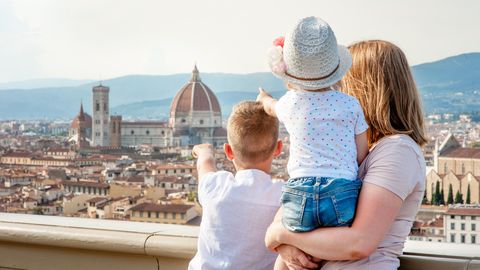 Mit der Familie in Florenz in Italien