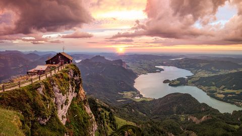 Hallstatt Salzkammergut bei Sonnenuntergang